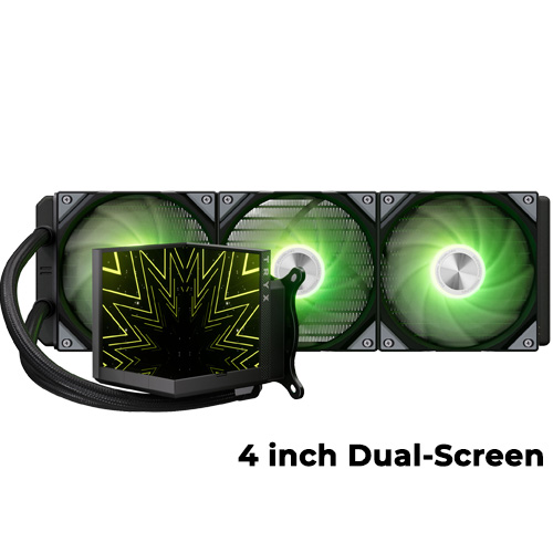 TRYX Stage (Black) 360mm ARGB AIO w/ 4inch Dual LCD Screen